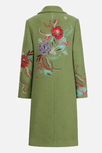 Boiled Wool Coat with Embroidery