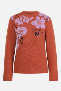 Jacquard-Pullover, Orchideenmotiv