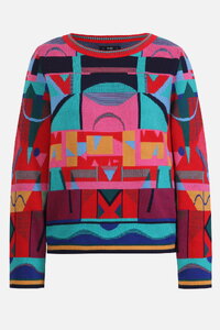 Jacquard-Pullover, Abstraktes Motiv