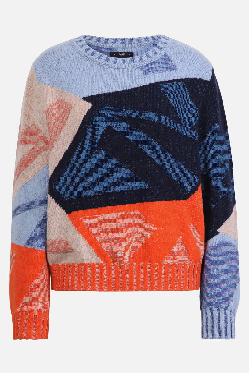 Intarsia Pullover, Abstract Pattern