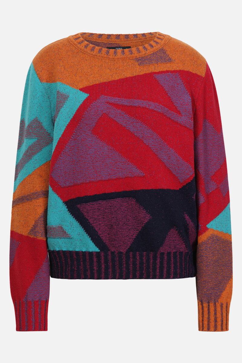 Intarsia Pullover, Abstract Pattern