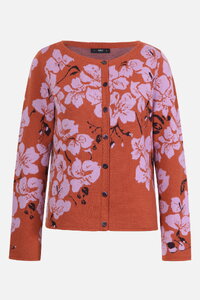 Round Neck Cardigan, Orchid Motive