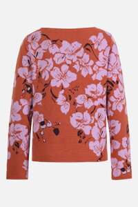 Round Neck Cardigan, Orchid Motive