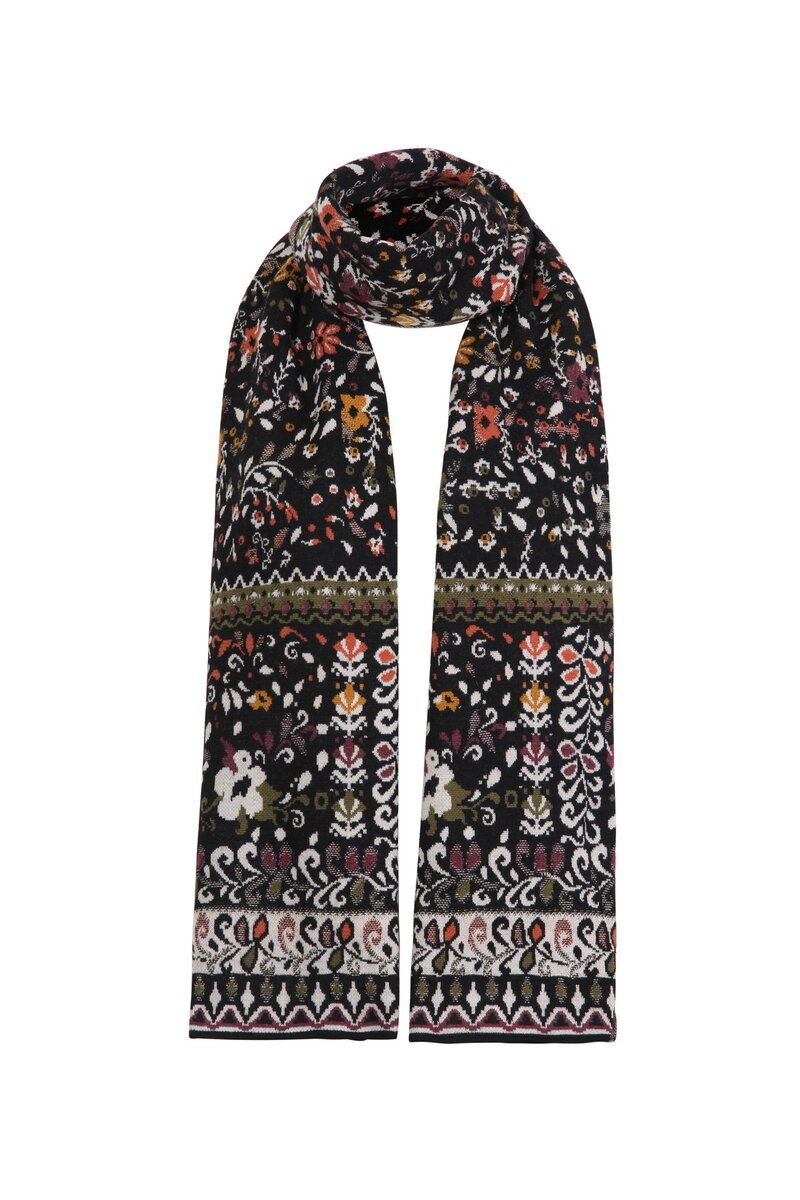 Knitted Scarf, Floral Pattern
