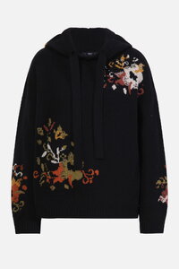 Floral Pattern Pullover with Hoodie