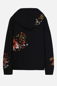 Floral Pattern Pullover with Hoodie