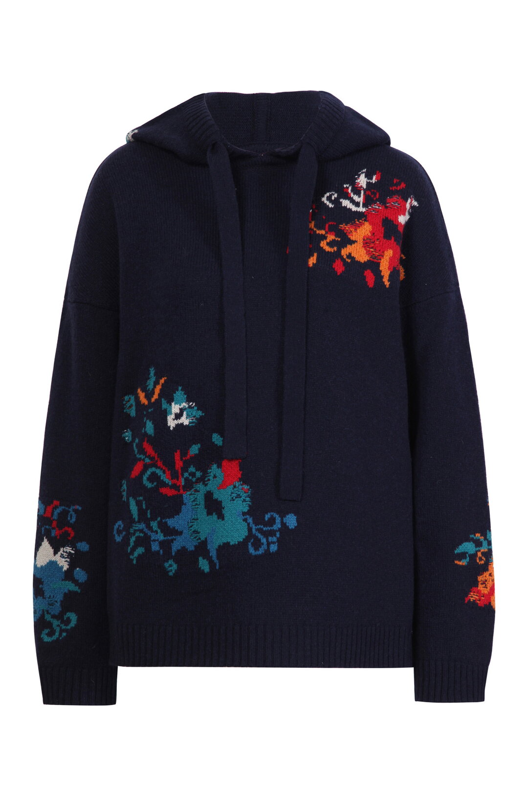 Floral Pattern Pullover with Hoodie