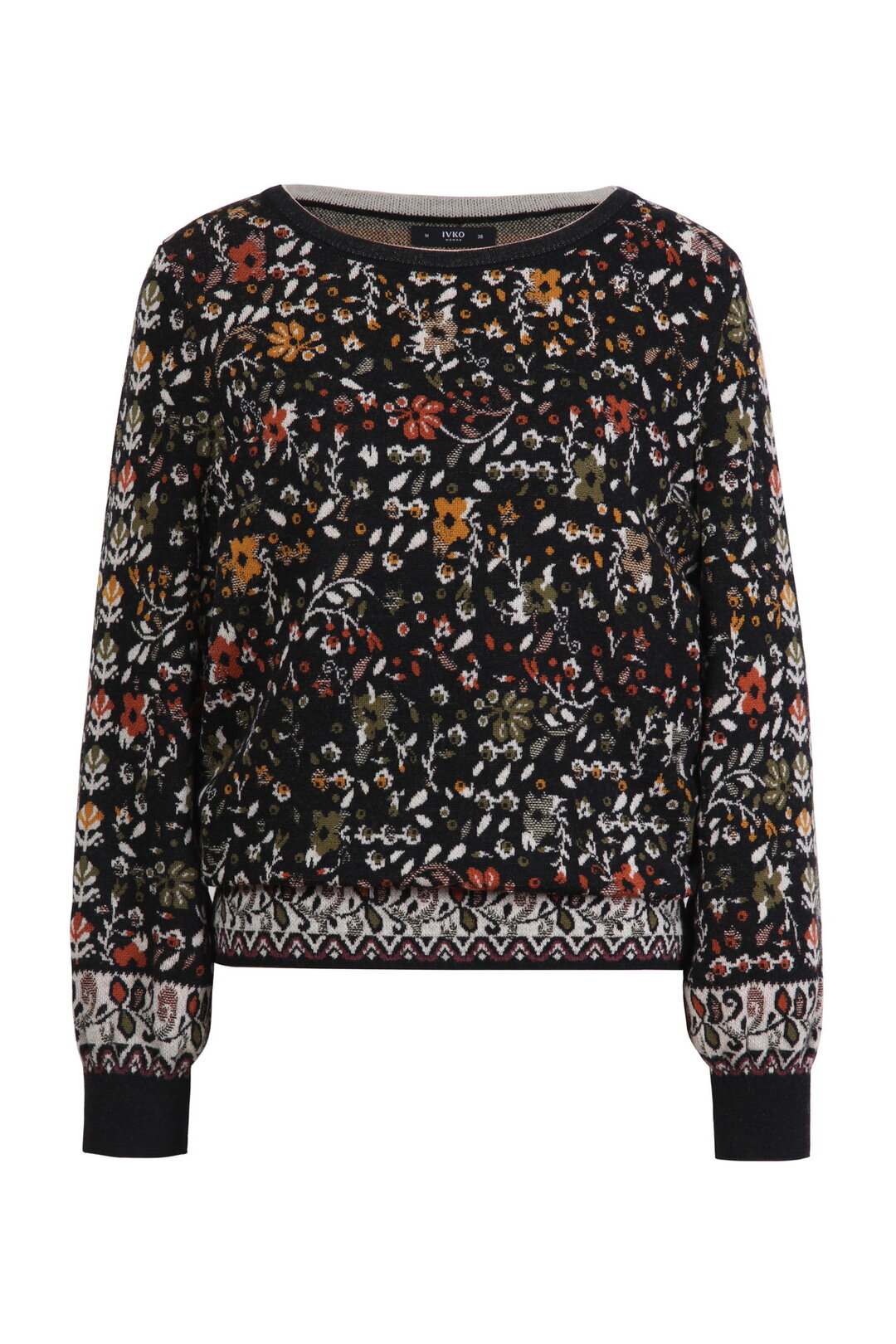 Jacquard Pullover, Floral Pattern