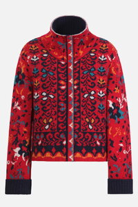 Roll-Neck Jacket, Floral Pattern