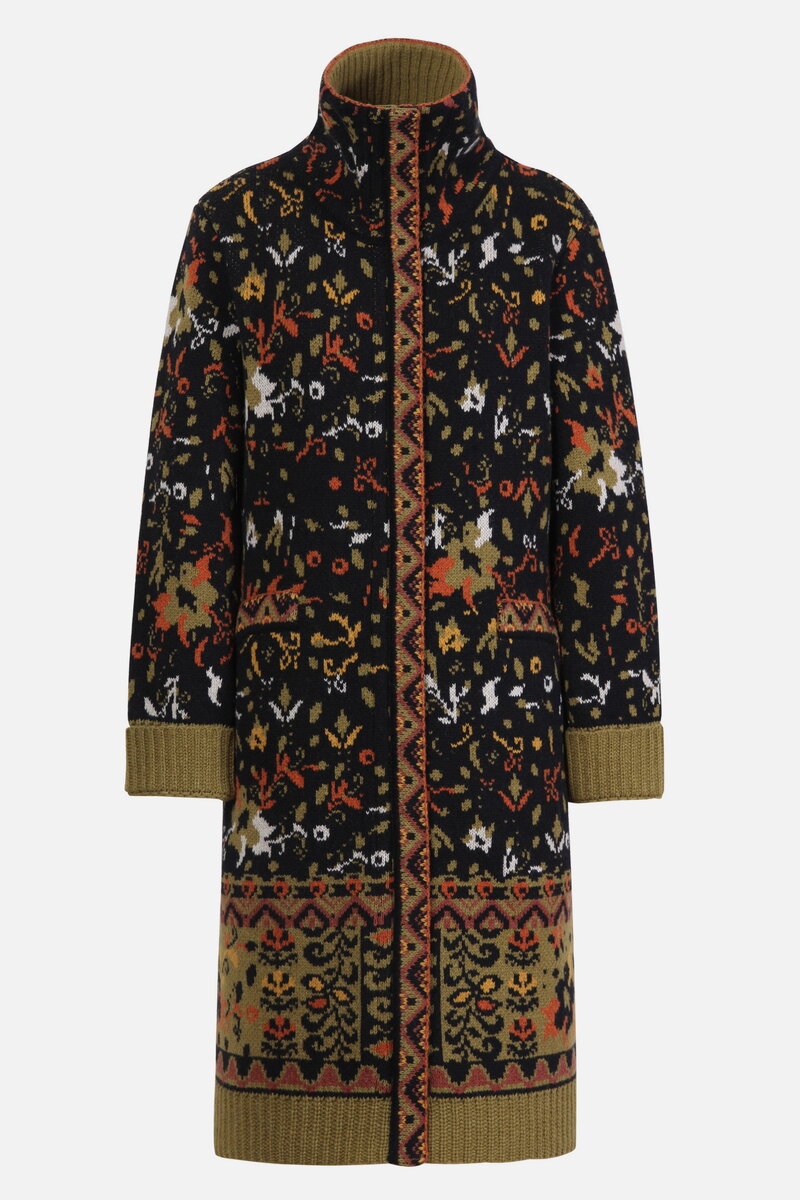 Jacquard Coat, Floral Pattern