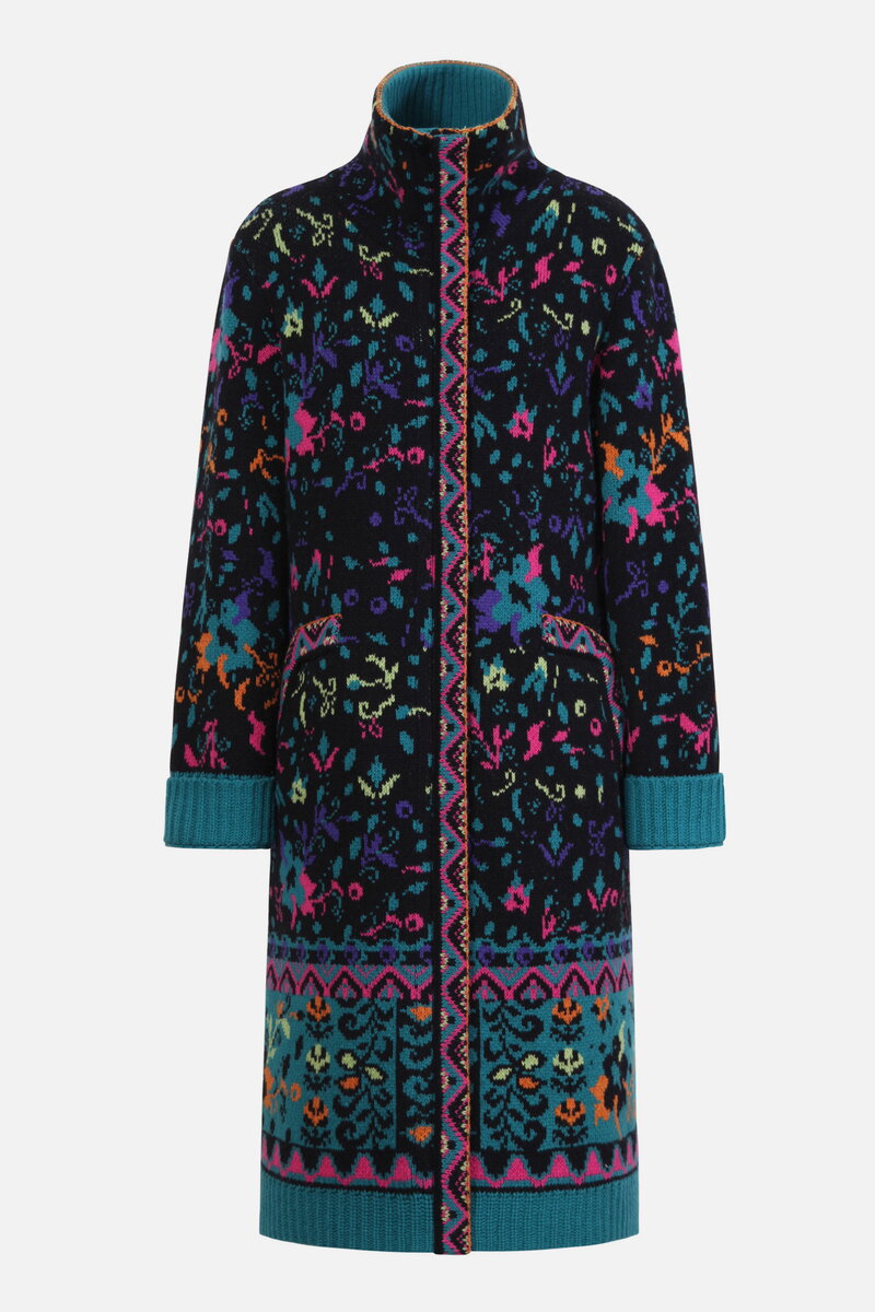 Jacquard Coat, Floral Pattern