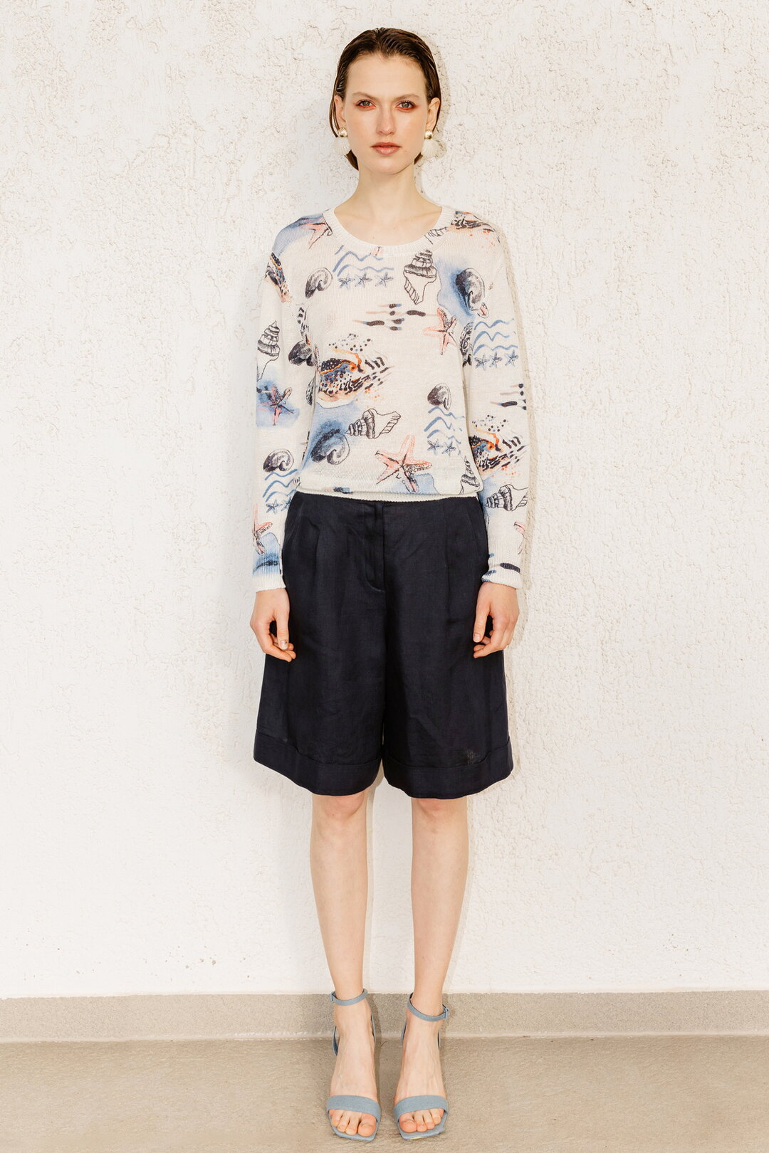 Printed Pullover,  Seabed Motif