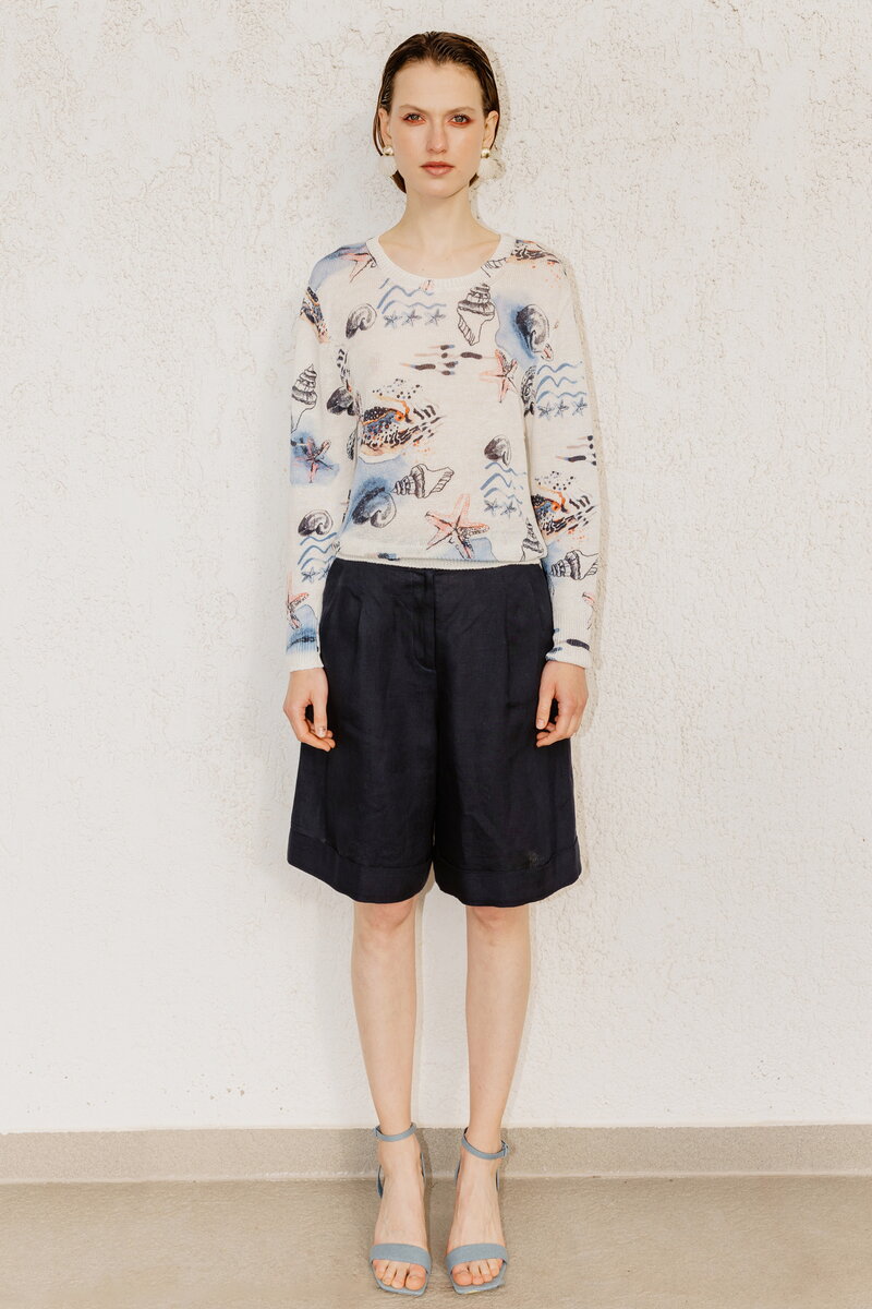 Printed Pullover,  Seabed Motif