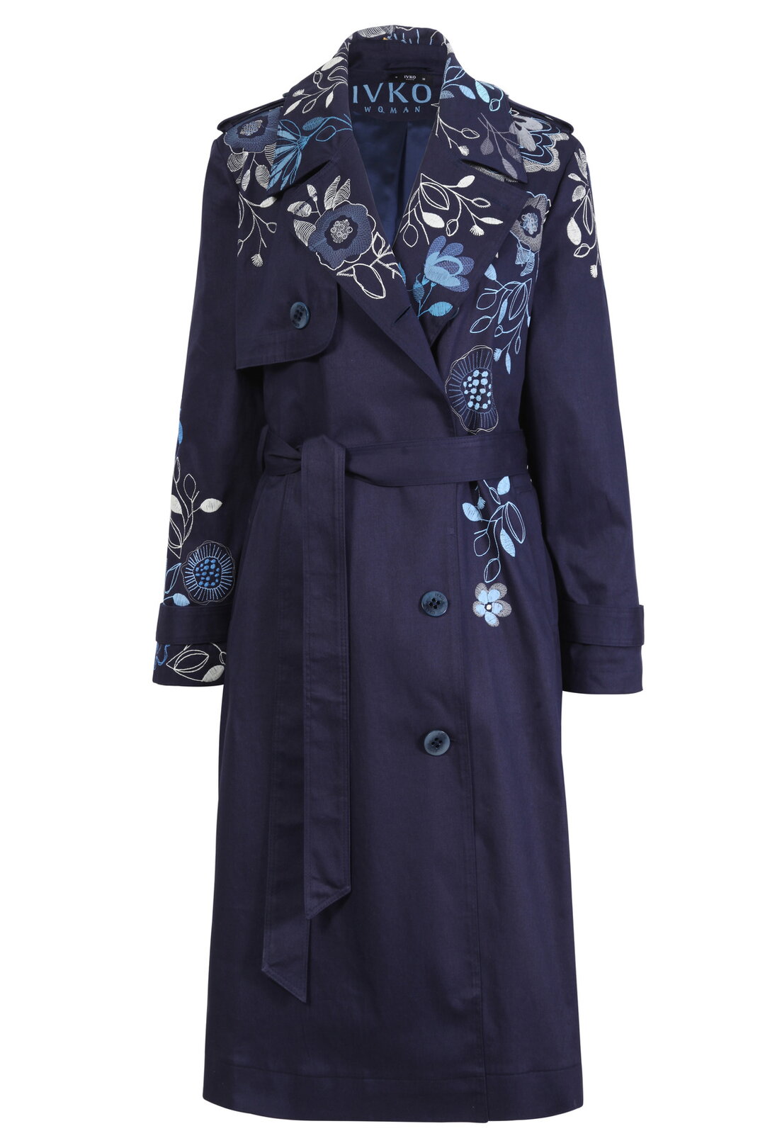 Trenchcoat mit Stickerei, Floral Motiv