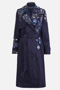 Trenchcoat mit Stickerei, Floral Motiv