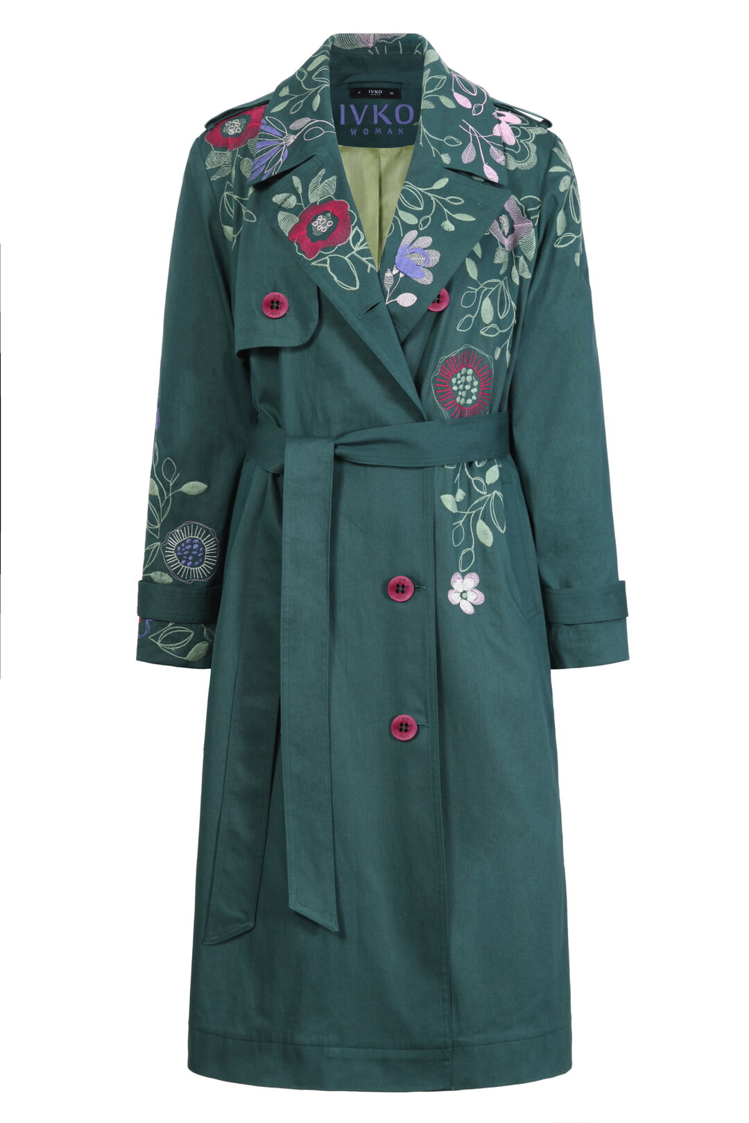 Trenchcoat mit Stickerei, Floral Motiv