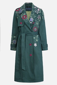 Trenchcoat mit Stickerei, Floral Motiv