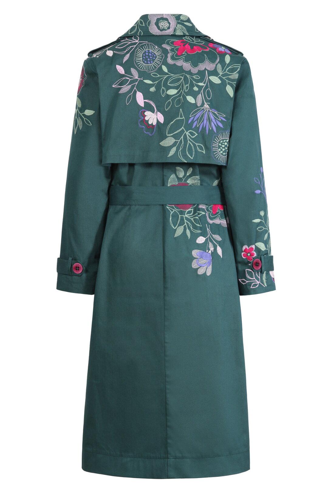 Embroidery Trench Coat, Floral Pattern