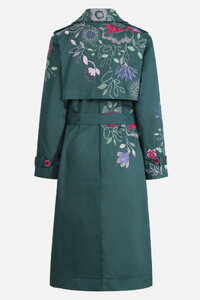 Trenchcoat mit Stickerei, Floral Motiv