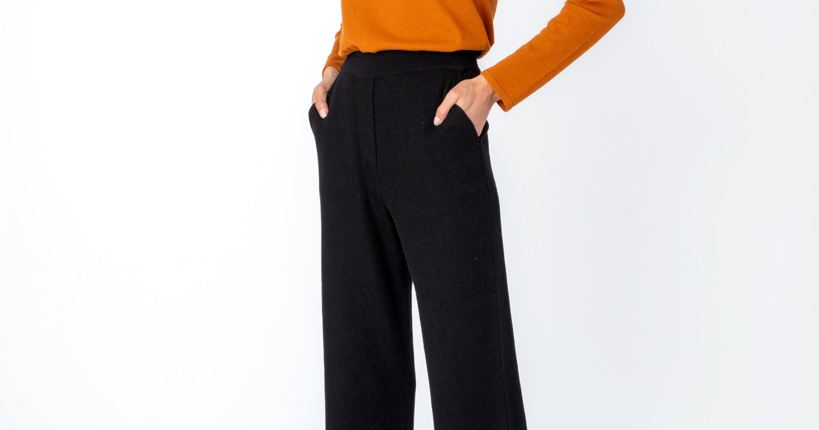 Basketweave Pants - Black - Pants - Ivko Woman