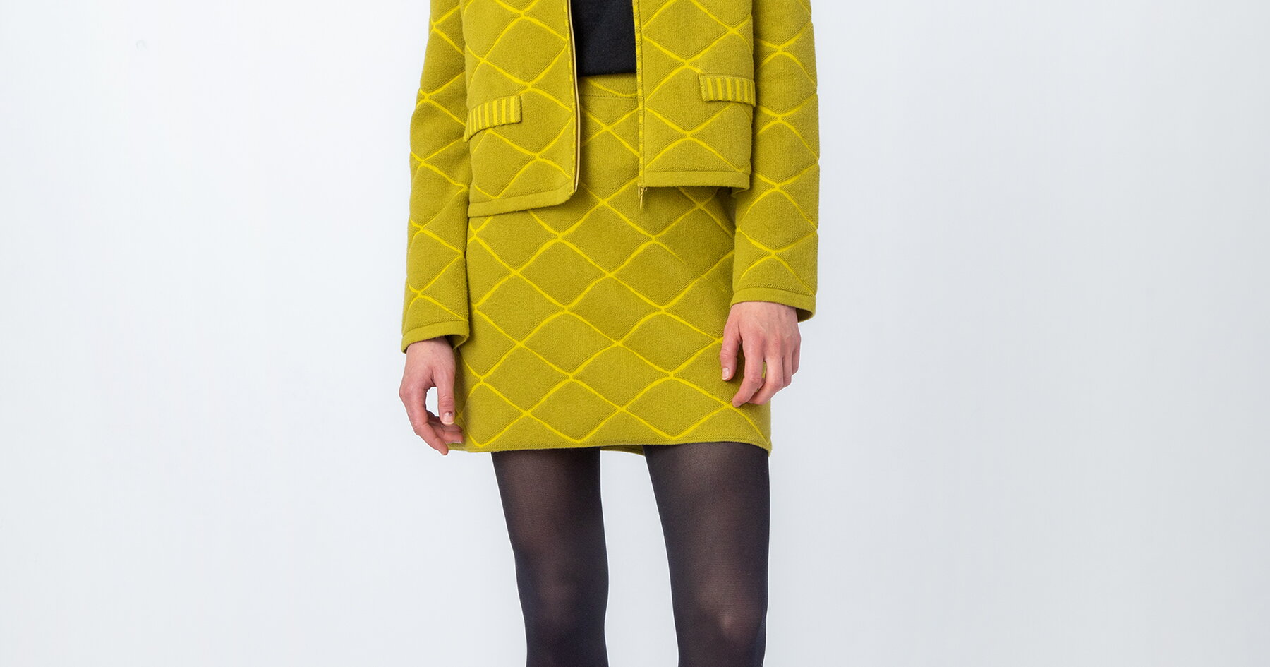 Jacket, Structure Pattern - Peridot - Knitted Jackets - Ivko Woman