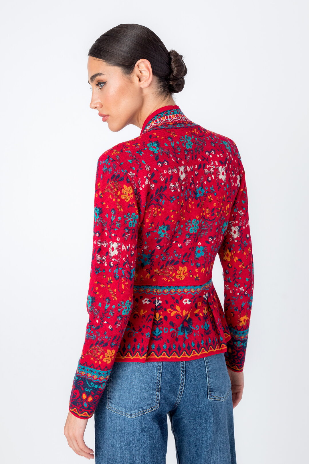 Jacke mit V-Ausschnitt, Floralmuster