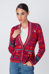 V-Neck Jacket, Floral Pattern