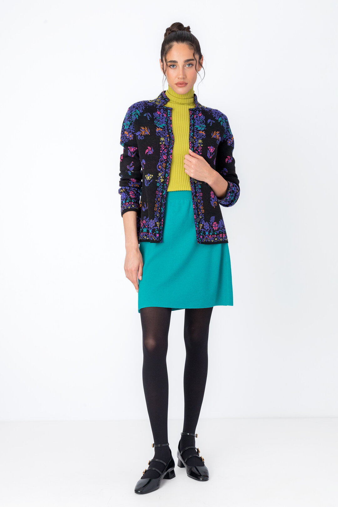 Jacquard-Jacke, Floralmuster