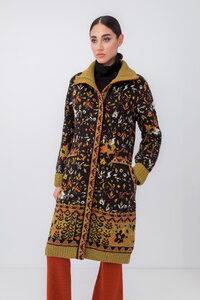 Jacquard Coat, Floral Pattern