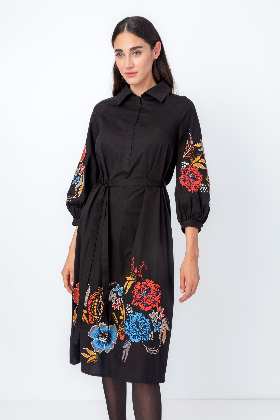 Poplin Dress with Embroidery