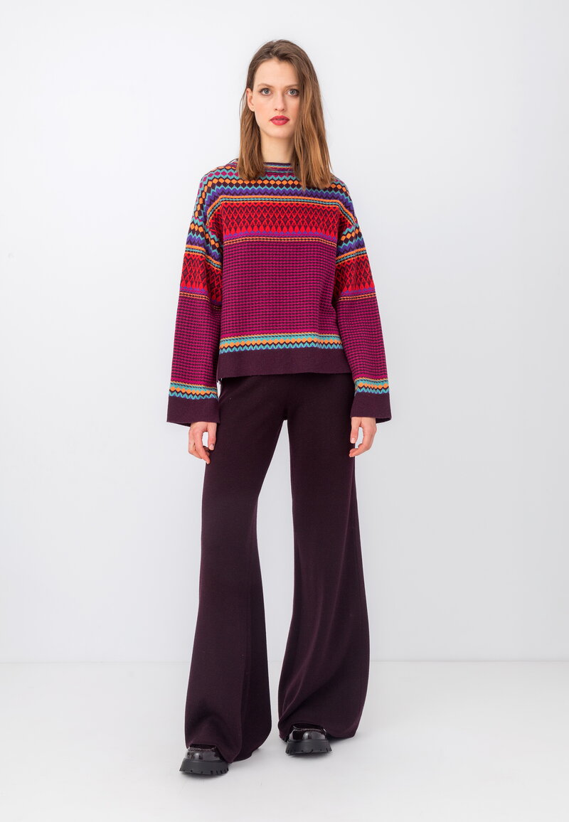 Jacquard Pullover, Structure Pattern - Pullovers - Ivko Woman