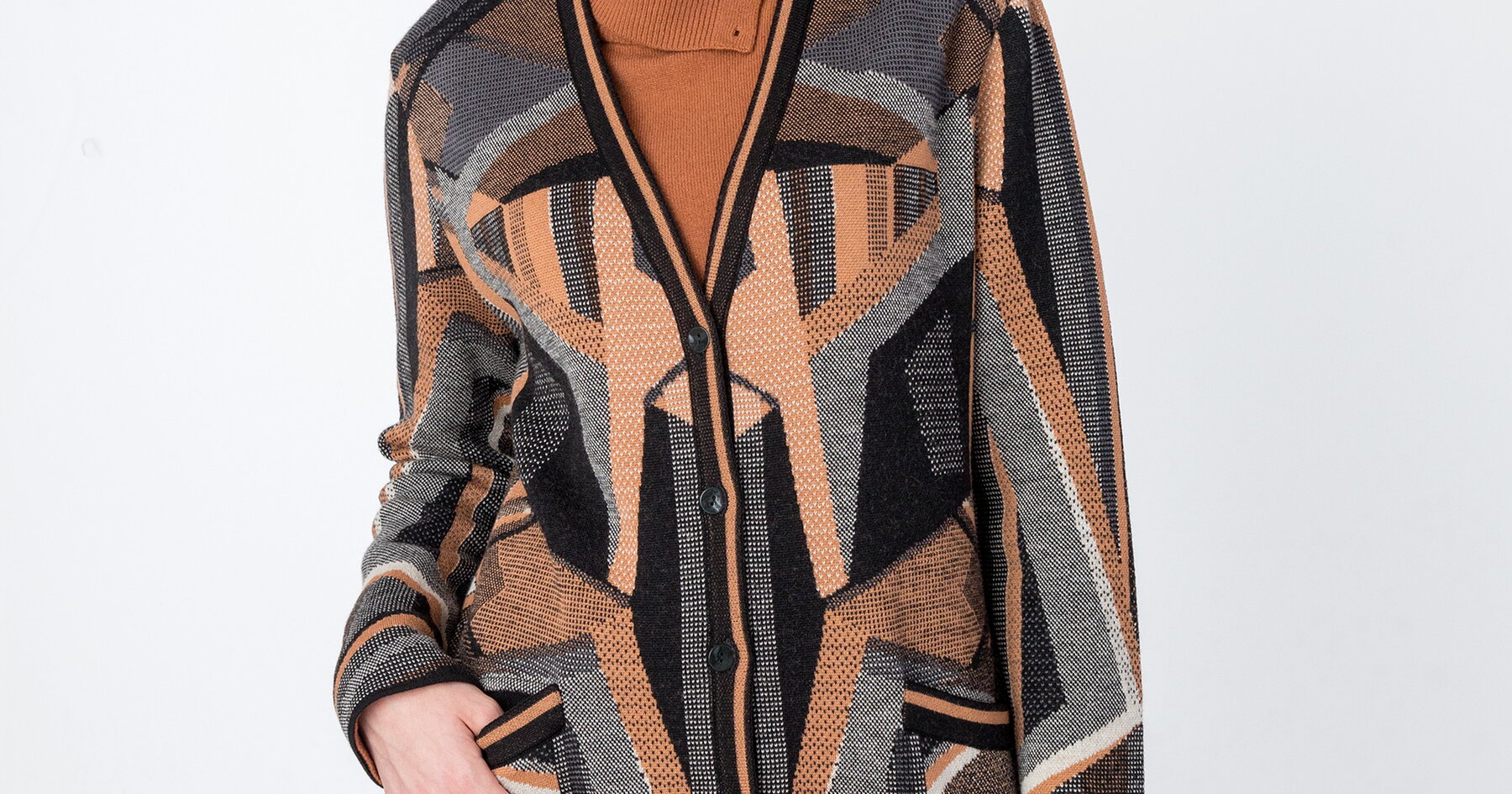 Coatigan, Abstract Pattern - Black - Coatigans - Ivko Woman