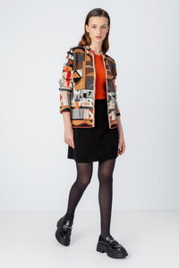 Jacquard-Strickjacke, Abstraktes Motiv