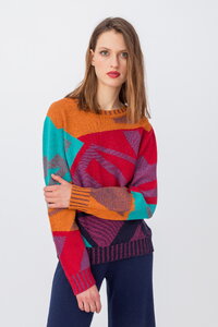 Intarsia Pullover, Abstract Pattern