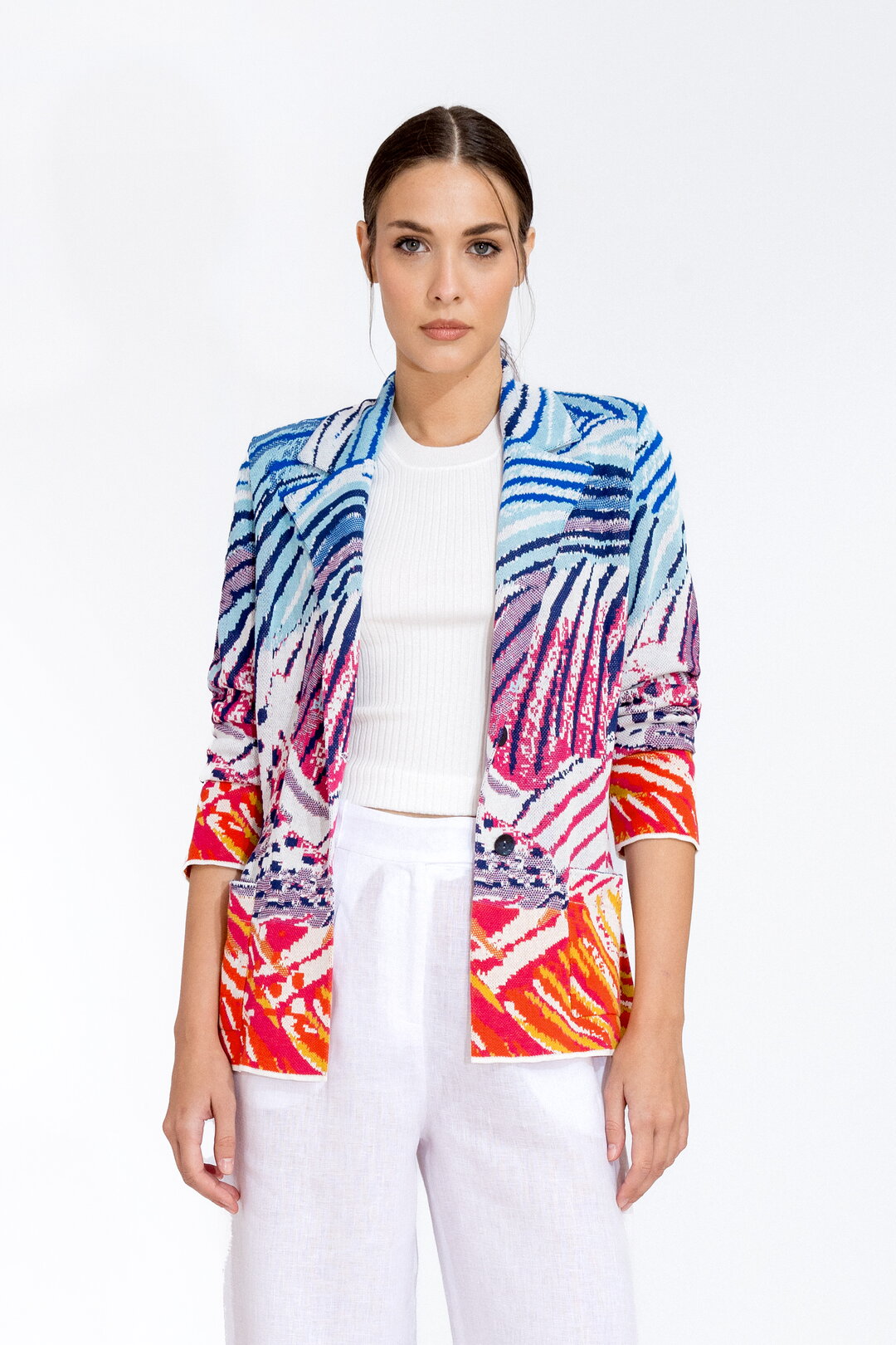 Jacquard Blazer, Wave Motif