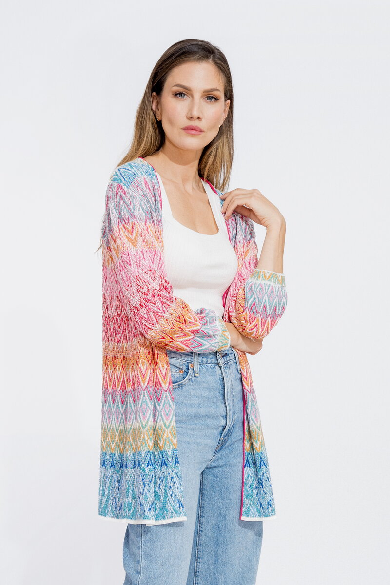 V-Neck Cardigan, Ornament Pattern