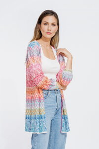 Strickjacke mit V-Ausschnitt, Ornament Motiv