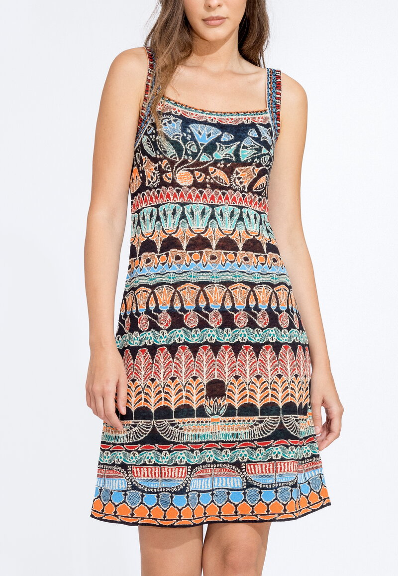 Sleeveless Dress, Papyrus Motif - Black - Dresses and skirts