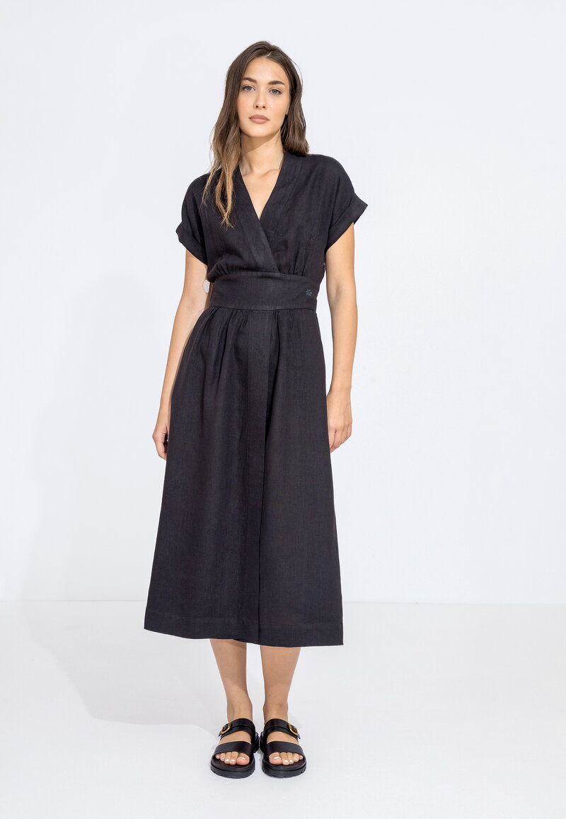 Linen Dress - Black - Dresses and skirts - Ivko Woman