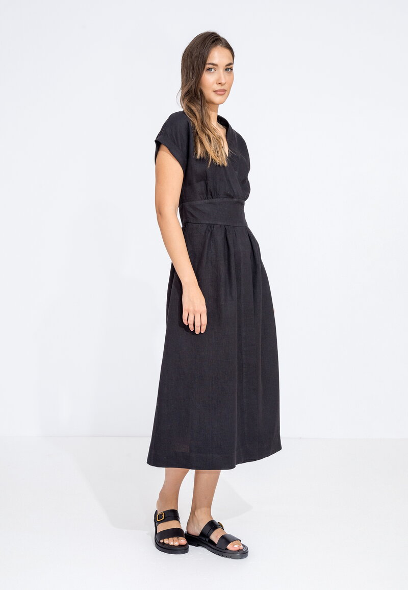 Linen Dress - Black - Dresses and skirts - Ivko Woman