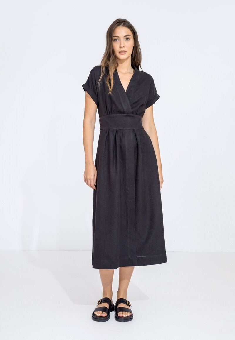 Linen Dress - Black - Dresses and skirts - Ivko Woman