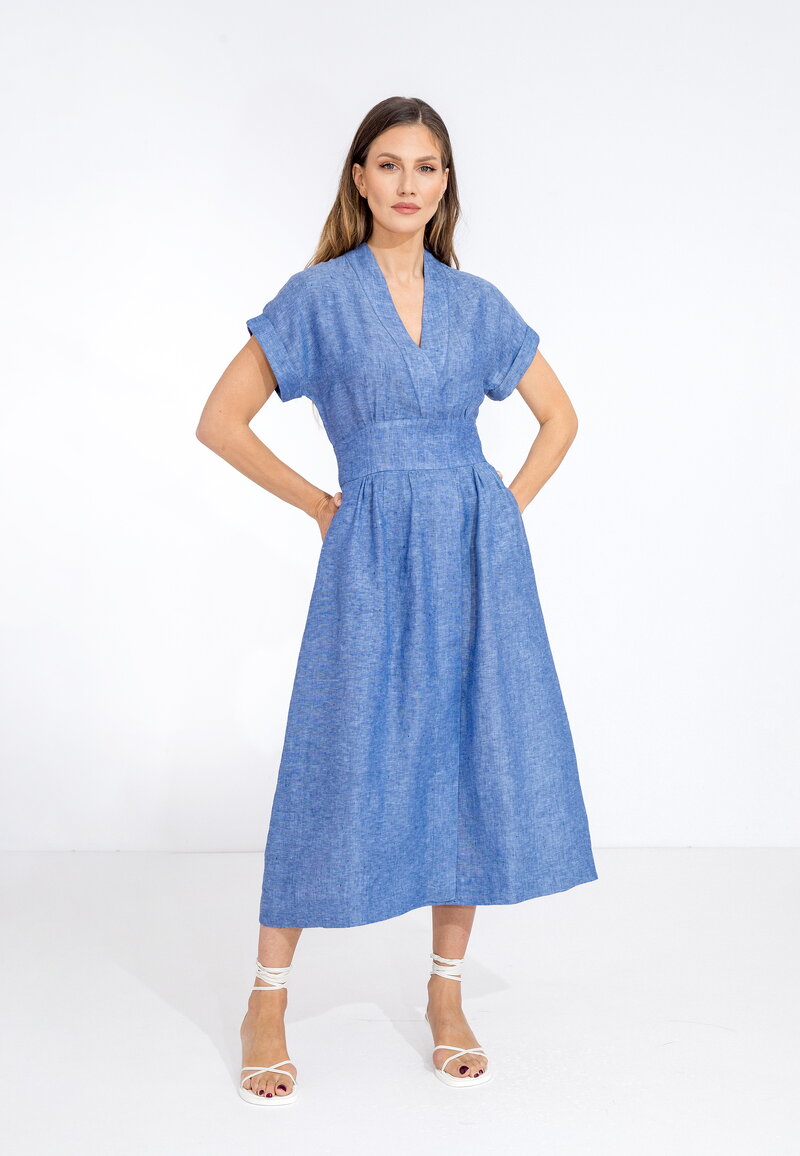 brixton indo linen dress Floral Linen Wrap Dress (Women)