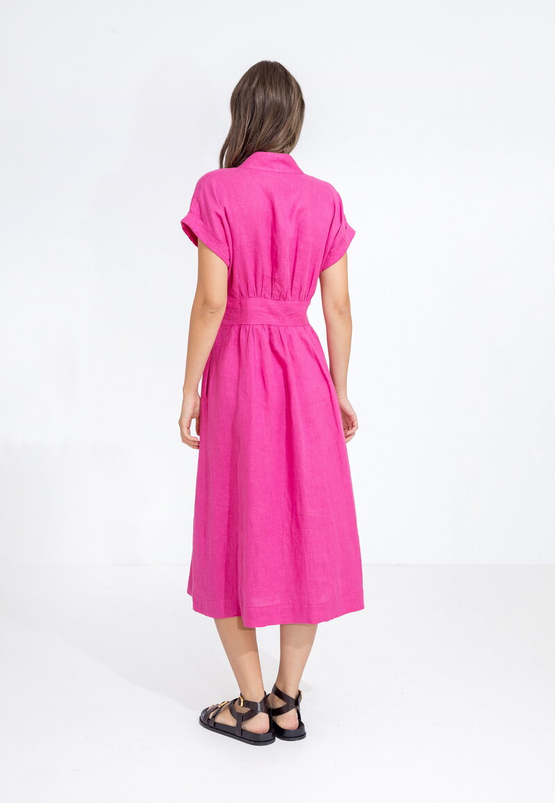 Linen Dress - Pink - Dresses and skirts - Ivko Woman