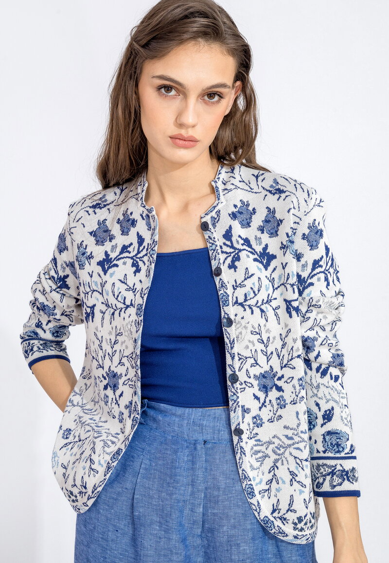 Jacquard Jacket, Andalusia Pattern - White - Knitted Jackets