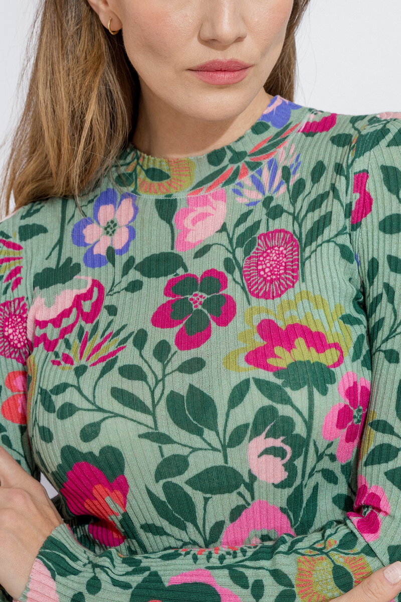 Bedruckter Pullover, Florales Motiv