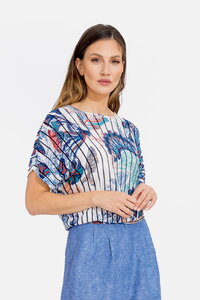 Bedruckter Pullover, Lotos-Motiv