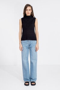 Sleeveless Pullover, Roll Neck