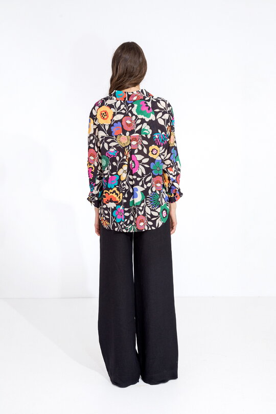 ブラウス シャツ FLORAL ALL OVER PATTERN SHIRT レディース ブラウス シャツ 「WEB限定」フラワー刺繍フリルネックブラウス