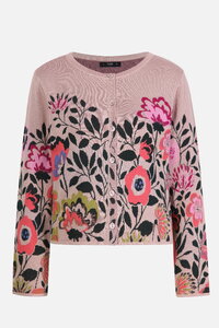 Cardigan O Neck, Floral Pattern - Powder - Cardigans - Ivko Woman