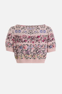 Pullover mit U-Boot-Ausschnitt, Floralmuster